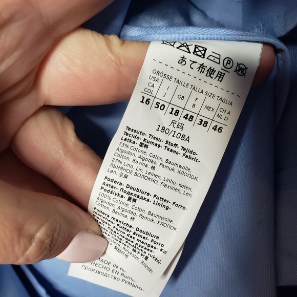 Max Mara NEW Azzurro Cotton Twill Blazer Ladies size 16 - Picture 12 of 13